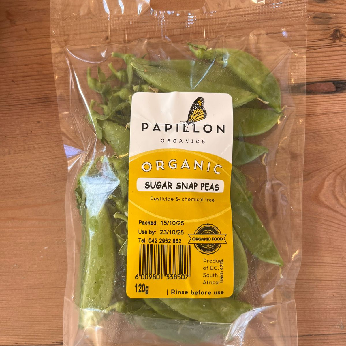 Organic Sugar Snap Peas 120g (Local delivery only)